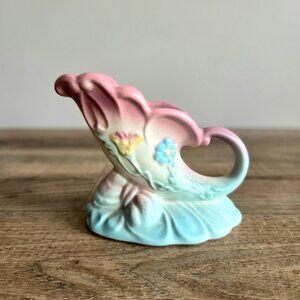 Vintage midcentury Hull pottery cornucopia candleholder.